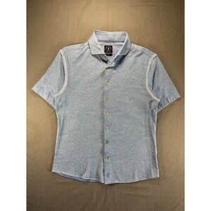 Johnnie-O Top Shelf Men's S Short Sleeve Button Up Blue Heather Golf Performance